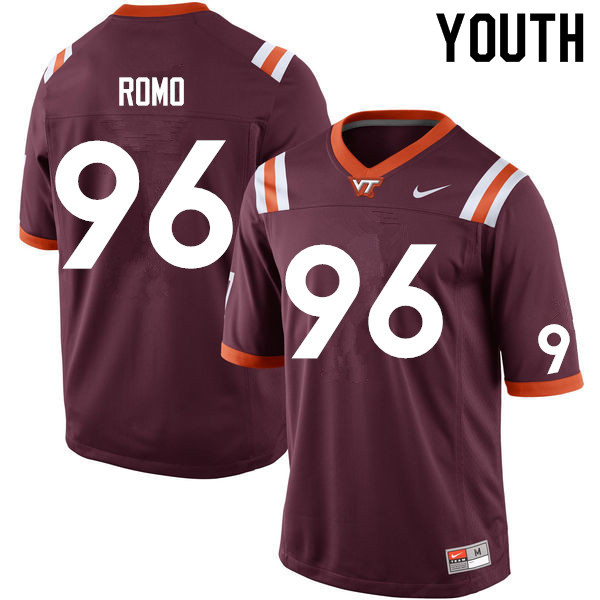 Youth #96 Parker Romo Virginia Tech Hokies College Football Jerseys Sale-Maroon